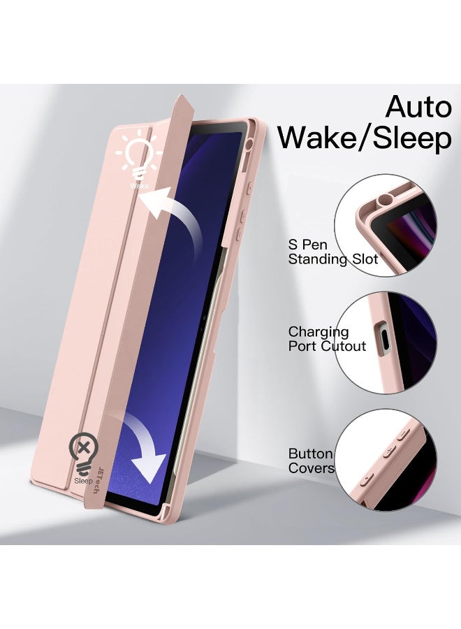Case for Samsung Galaxy Tab S10+/S10FE+ 12.4-Inch with S Pen Holder, Clear Transparent PC Back, Shockproof Trifold Stand Tablet Cover, Auto Wake/Sleep - Image 4