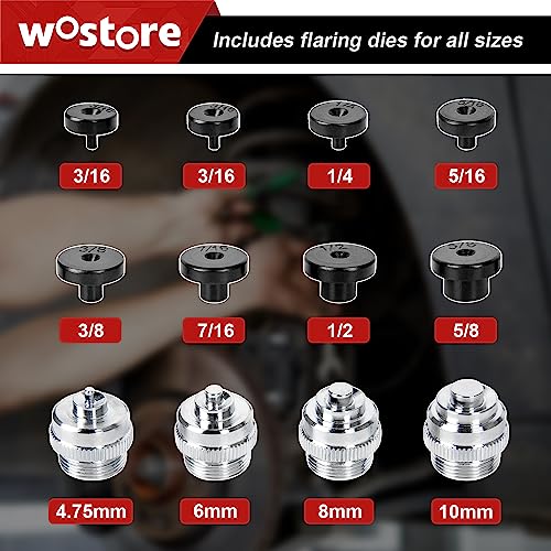 Wostore Professional Brake Line Flare Kit for Single, Double (SAE) Flares & Bubble (ISO) Flares with Tubing Cutter Pipe Reamer for 3/16-5/8" 7 Sizes - Image 5