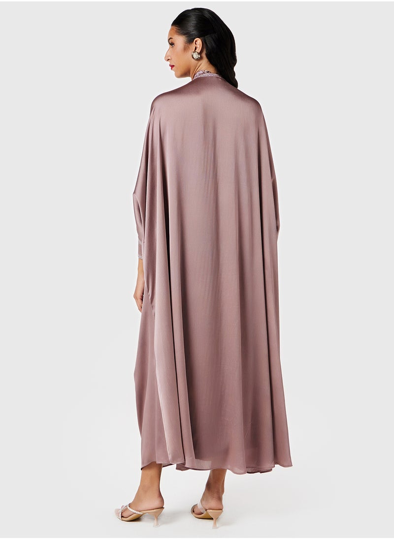 Threadz by Ajooni Embroidered Neck Dress With Jacket  - Image 2
