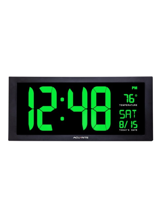 AcuRite 76101M Oversized LED Clock with Indoor Temperature, Date and Fold-Out Stand, 18", Green - Image 1