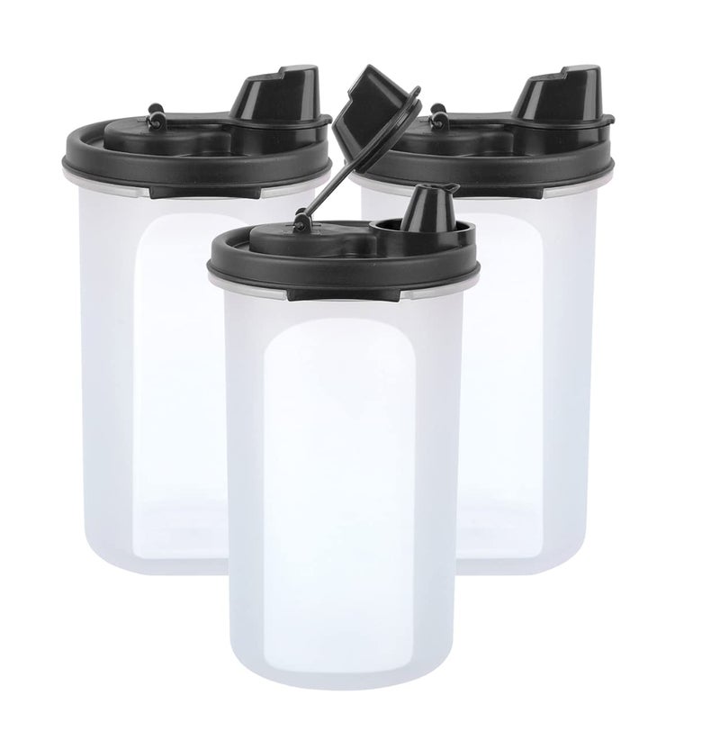 SIMPARTE AirTight Leak Proof Plastic Anti Microbial Oil Pourer for Kitchen Oil Jars Oil Bottle Dispenser Oil Container Vinegar Olive Refined Oils Easy Flow BPA Free Black 3 585ML - Image 2