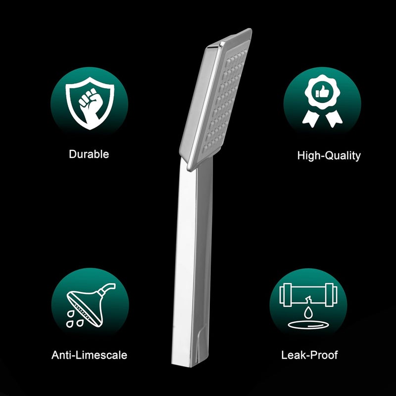 Waterman Cubix Hand Shower Single Function Setting ABS Material With 15 Mtr SS Tube Chrome Finish Handheld Shower Set  - Image 5