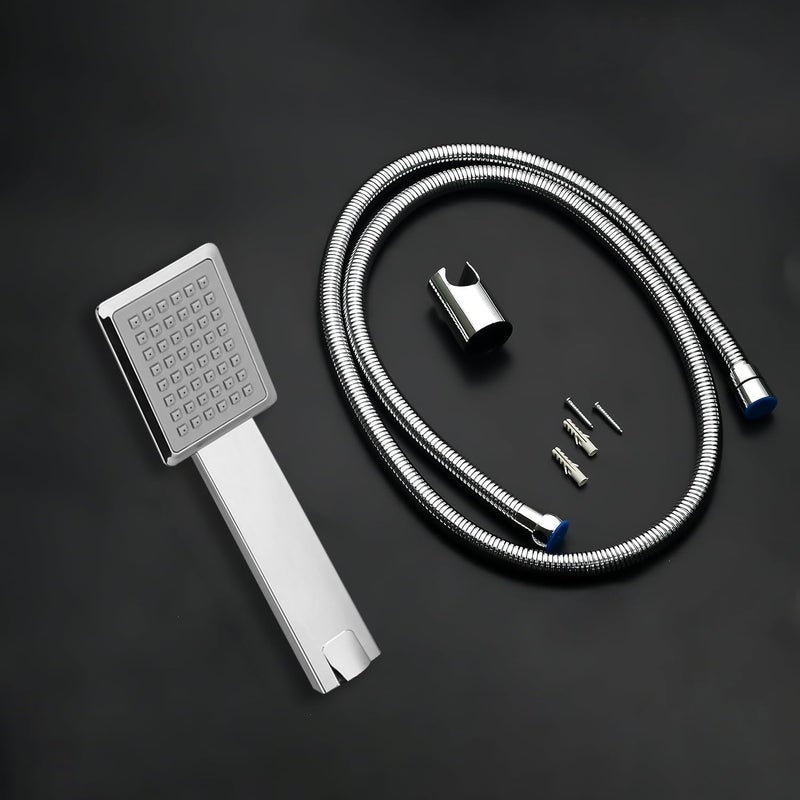 Waterman Cubix Hand Shower Single Function Setting ABS Material With 15 Mtr SS Tube Chrome Finish Handheld Shower Set  - Image 1