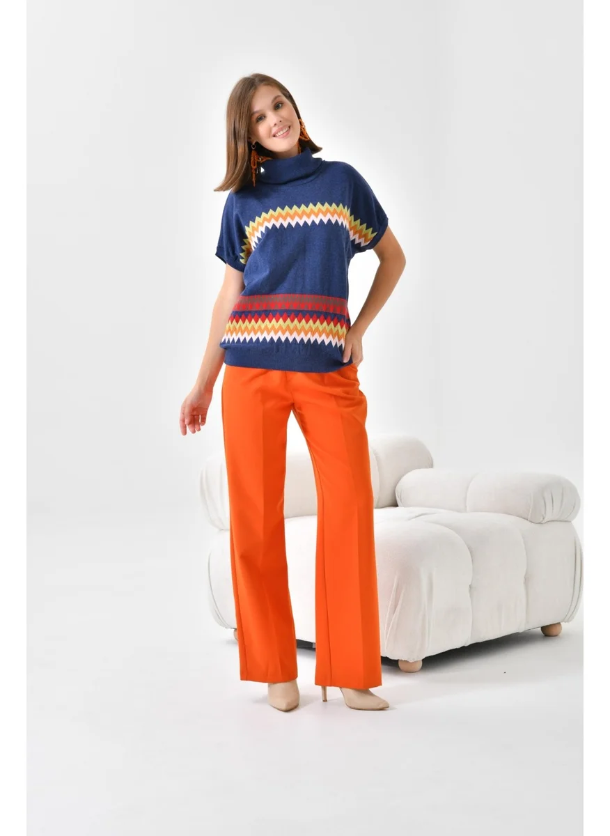 جارمي Women's Ethnic Patterned Sweater Indigo