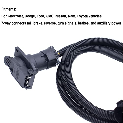 MOCW 7-Foot 7-Pin Vehicle Trailer Wiring Harness Extension Truck Bed Extension for 5th Wheel and Gooseneck Trailers for Chevrolet, Dodge, Ford, GMC,Nissan, Ram Toyota - Image 4