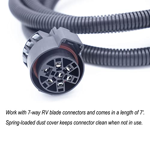 MOCW 7-Foot 7-Pin Vehicle Trailer Wiring Harness Extension Truck Bed Extension for 5th Wheel and Gooseneck Trailers for Chevrolet, Dodge, Ford, GMC,Nissan, Ram Toyota - Image 5