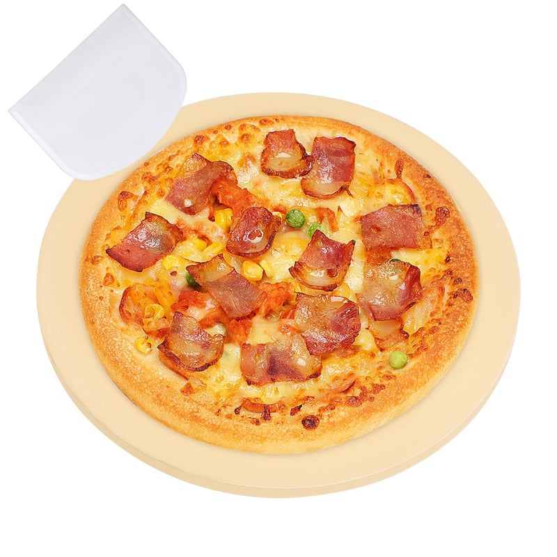 Small 10 inch Round Pizza Stonefor RV Camper OvenRound baking stone GrillCan make pizza bread piesBBQ Durable and Safe Give away Plastic Scraper