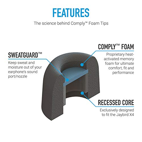 Comply Memory Foam Replacement Earbud Tips for Jaybird X4 | Ultimate Comfort, Secure Fit, Superior Noise Isolation | Black (S/M/L) (3 Pairs) - Image 3