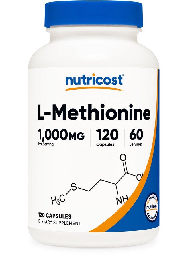 Nutricost L-Methionine (1,000 mg) 120 Capsules - 60 Servings, Gluten-Free, GMO-Free - Image 1