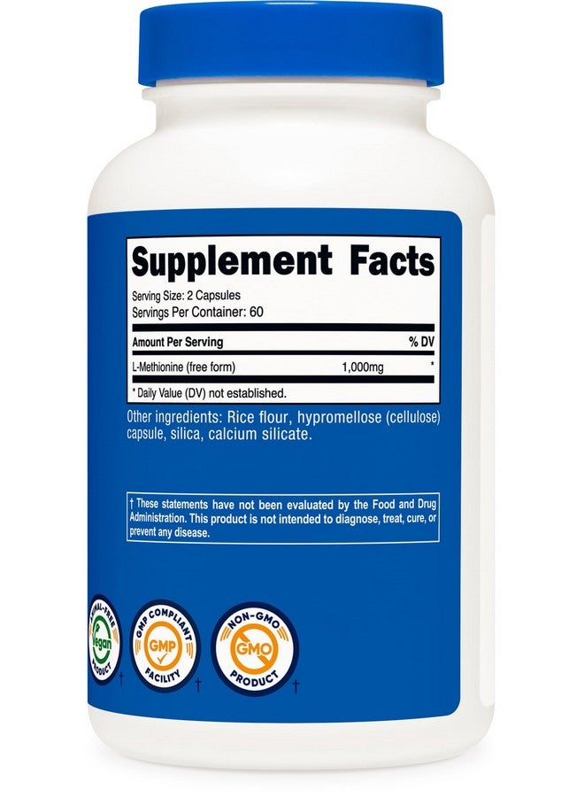 Nutricost L-Methionine (1,000 mg) 120 Capsules - 60 Servings, Gluten-Free, GMO-Free - Image 5
