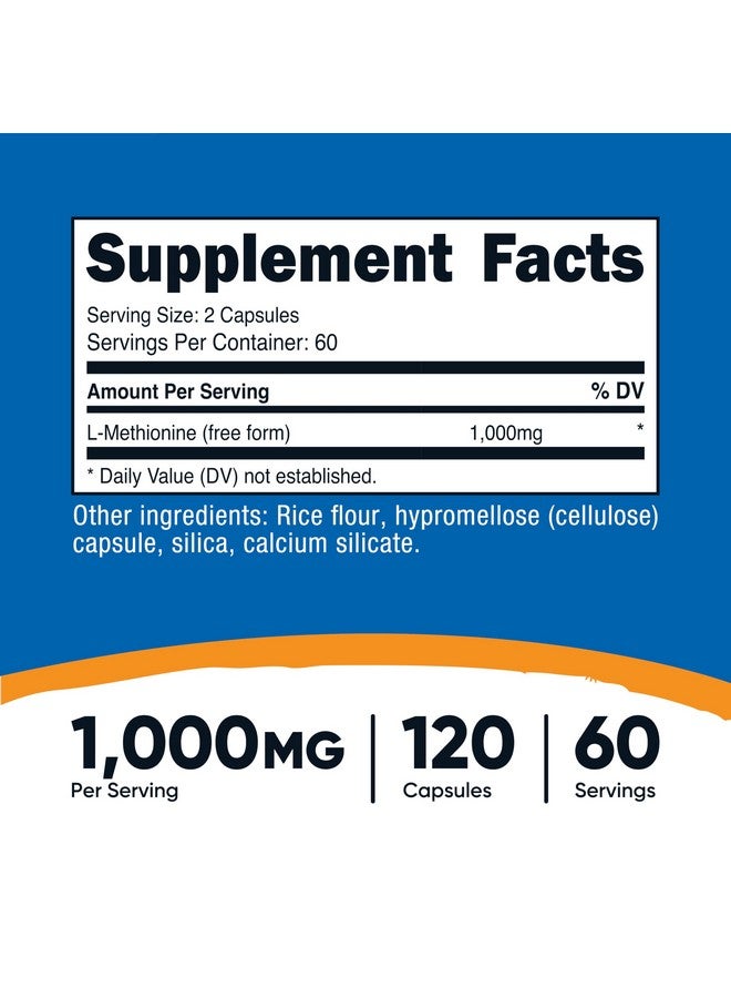 Nutricost L-Methionine (1,000 mg) 120 Capsules - 60 Servings, Gluten-Free, GMO-Free - Image 2
