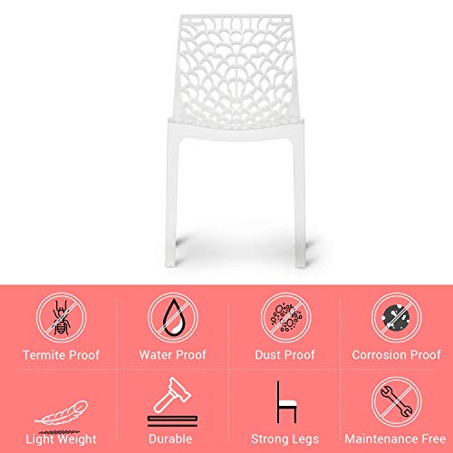 RW REST WELL Web Armless Designer Plastic Outdoor Chair | ISO Certified Company (1, White) - Image 5