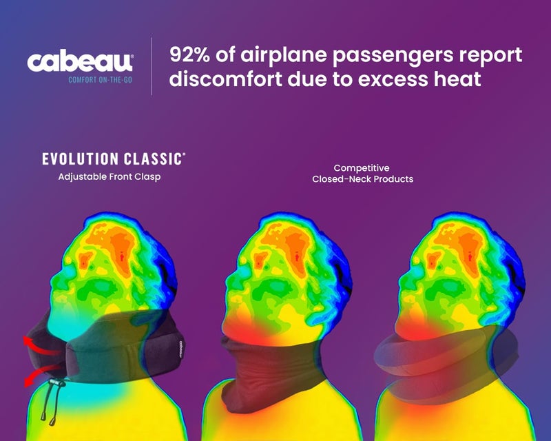 Cabeau Evolution Classic Travel Neck Pillow Memory Foam Neck Support with Adjustable Clasp for Comfort On-The-Go - Airplane, Train, Car, Home, Office, and Gaming (Midnight Black) - Image 2