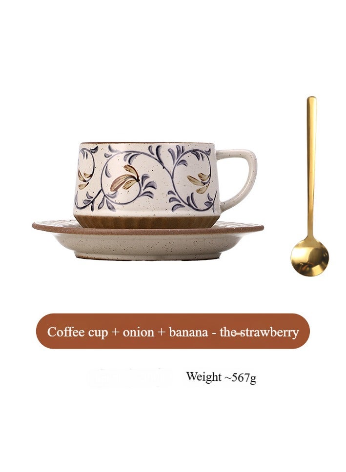 آنا 300 مل من الكوب السيراميكي البسيط بطراز عتيق للقهوة بالحليب والشاي اللاتيه - Image 1