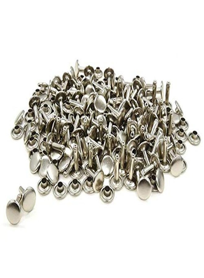 Nimida™ Double Cap Rivets | Brass | Medium Size-7 mm | Silver for DIY Leather Craft | Pack 100 pcs - Image 1