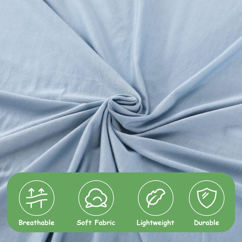 iEvolve Cotton Knitted Baby Swaddle Blanket with Hat Headband Set Newborn Swaddle Wrap Receiving Blankets for Baby Girl Boy 35" x 35"(Lightblue) - Image 3