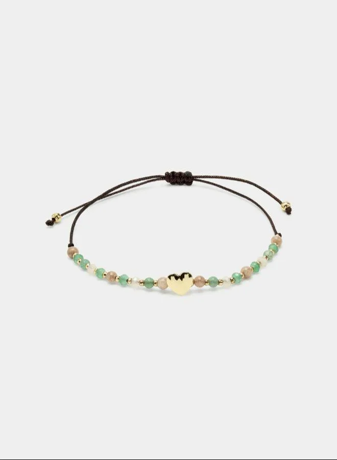 بارفوا سوار حبل قابل للتعديل مع قلب وأحجار