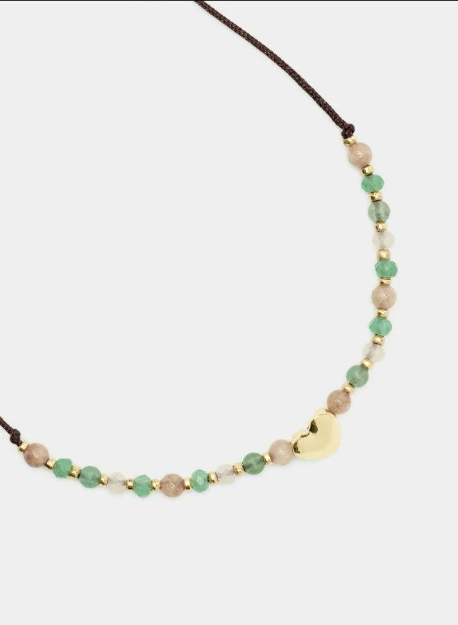 بارفوا سوار حبل قابل للتعديل مع قلب وأحجار