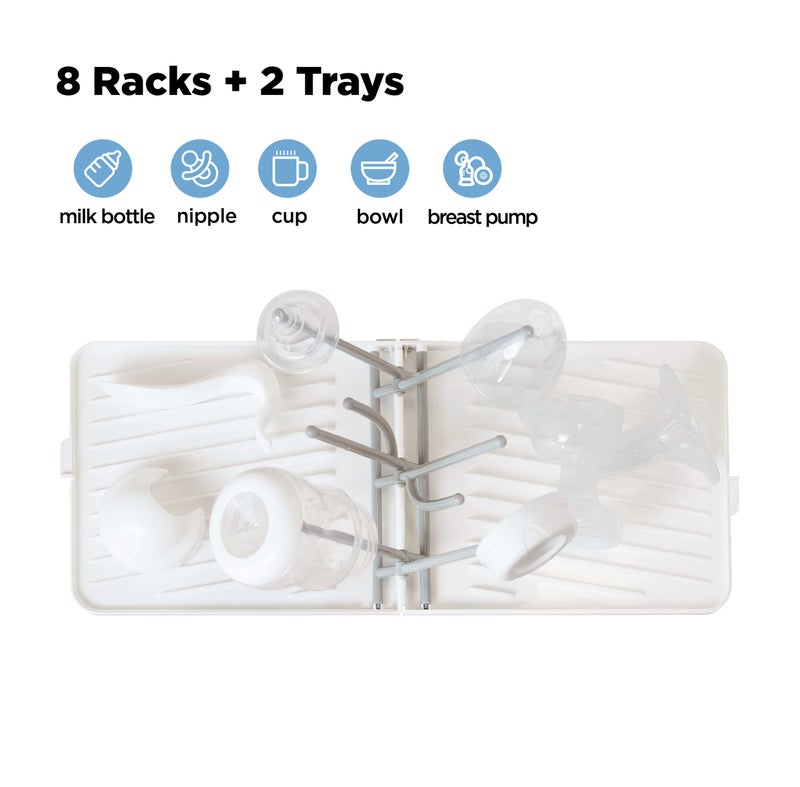YOTIME Baby Bottle Drying Rack with Drainer, Foldable & Space Saving Drying Rack for Baby Bottles, Nipple and Accessories, White - Image 5