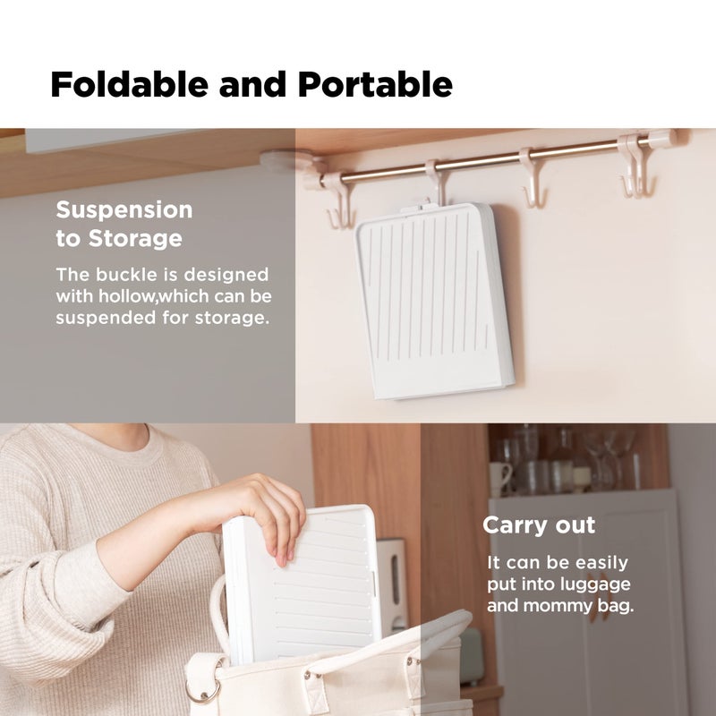YOTIME Baby Bottle Drying Rack with Drainer, Foldable & Space Saving Drying Rack for Baby Bottles, Nipple and Accessories, White - Image 4