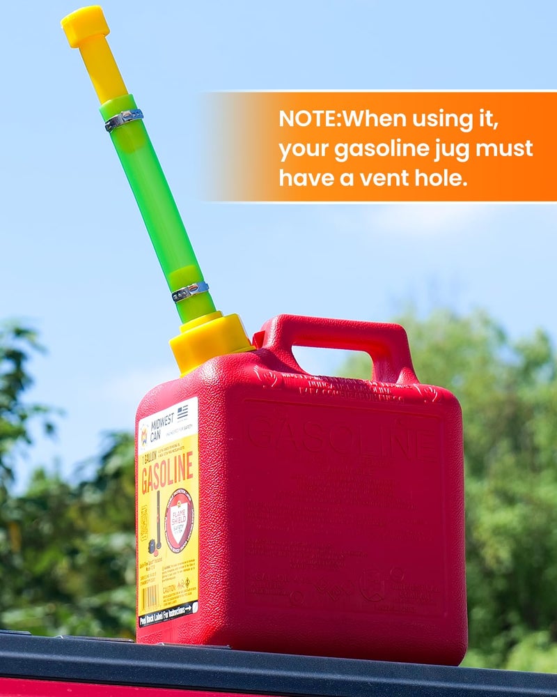 Seppicsa 1 PCS 10'' Gas Can Spout Replacement Compatible with Midwest Scepter Gas Cans Fit for 1/2/5/10 Gallon Fuel Jugs with 1-3/4" Openings 1.75"-1.8" Threads Mouth, Anti-Spill Gas Can Nozzle - Image 4