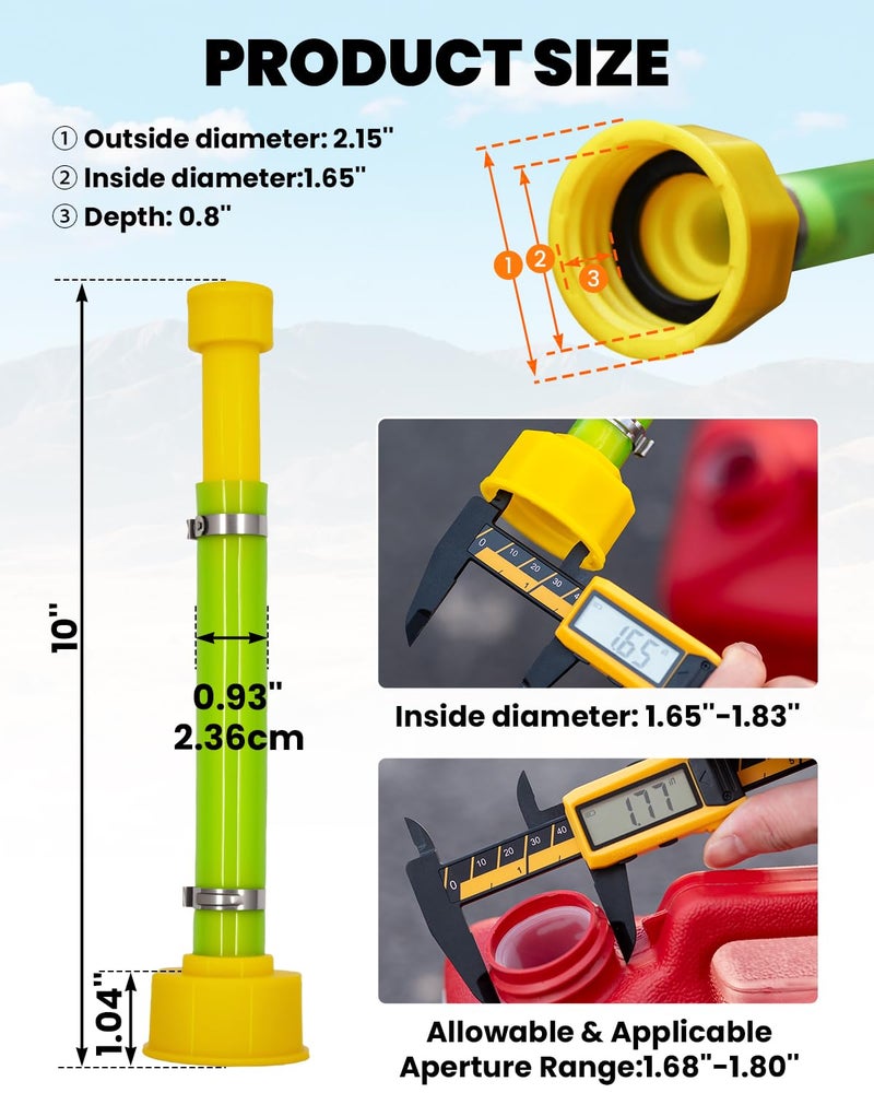 Seppicsa 1 PCS 10'' Gas Can Spout Replacement Compatible with Midwest Scepter Gas Cans Fit for 1/2/5/10 Gallon Fuel Jugs with 1-3/4" Openings 1.75"-1.8" Threads Mouth, Anti-Spill Gas Can Nozzle - Image 3