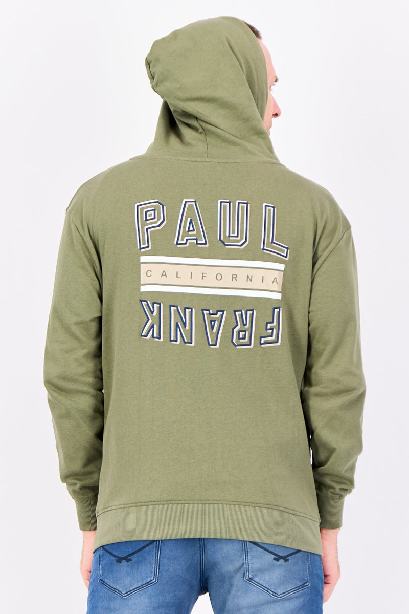 Paul Frank هودي بأكمام طويلة بشعار العلامة التجارية للرجال، أخضر - Image 4