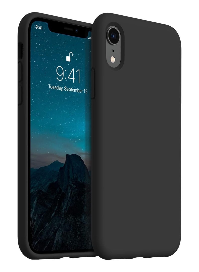 Compatible with iPhone XR Case 6.1 Inch Slim Liquid Silicone 4 Layers Soft Gel Rubber Shockproof Protective Phone Case with Anti Scratch Microfiber Lining (Black) - Image 1