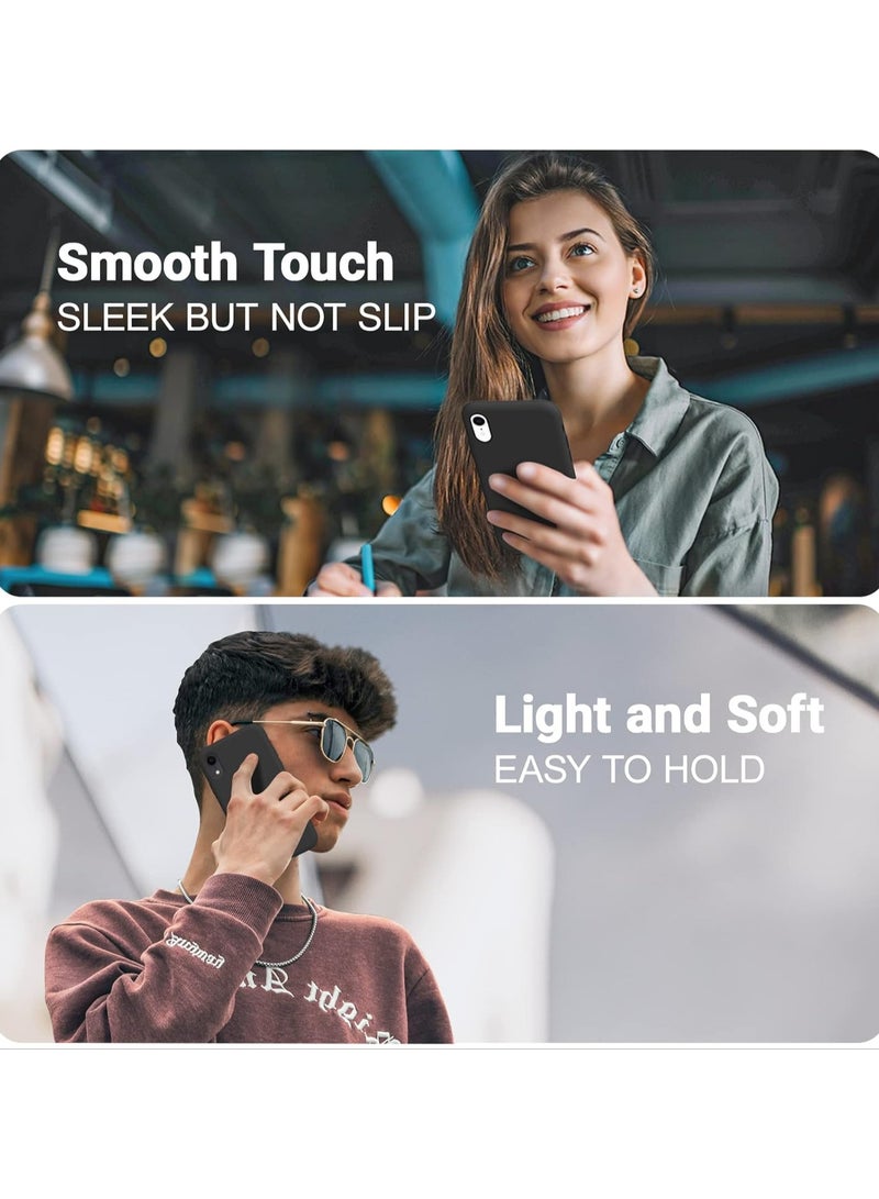 Compatible with iPhone XR Case 6.1 Inch Slim Liquid Silicone 4 Layers Soft Gel Rubber Shockproof Protective Phone Case with Anti Scratch Microfiber Lining (Black) - Image 2