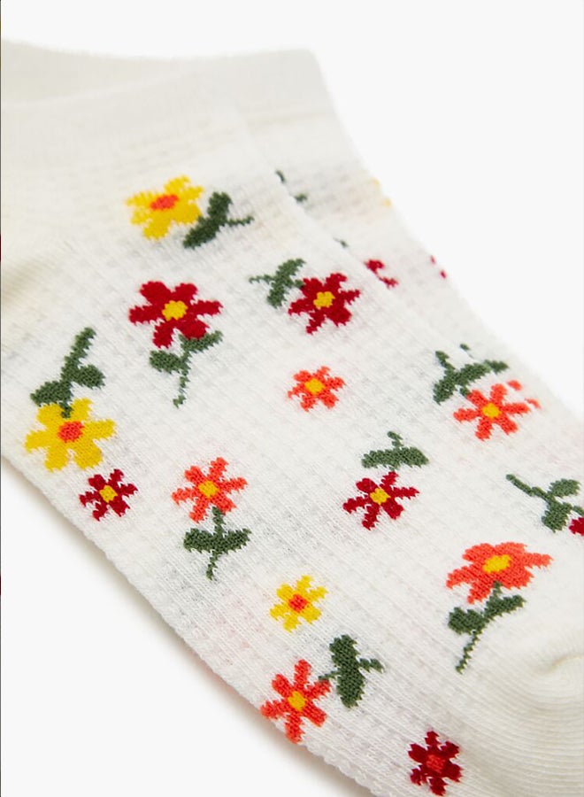 FOREVER 21 Waffle Knit Floral Ankle Socks - Image 2