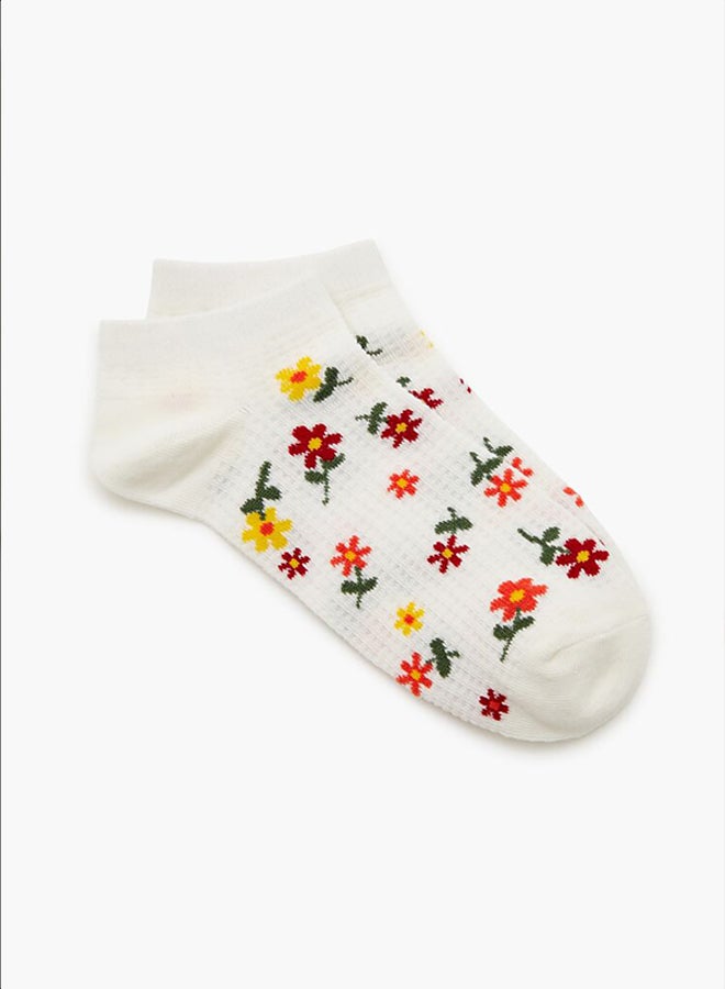 FOREVER 21 Waffle Knit Floral Ankle Socks - Image 3