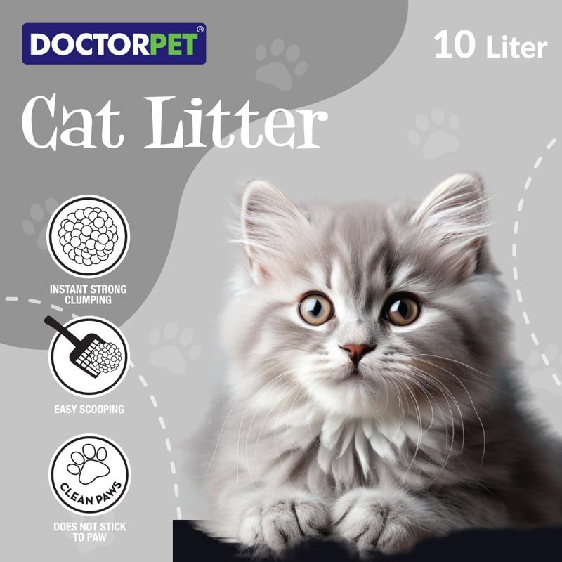DoctorPet Lavender Scented Clumping Cat Litter – 100% Clumping Micro Bentonite, Instant Strong Clumping, Ultra Absorbent, Dust-Free, Lavender Fragrance, Pet Safe 10L - Image 3