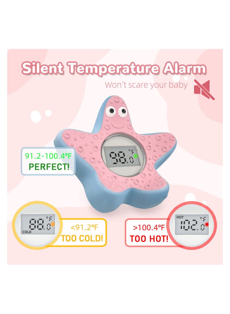SOLARAE Digital Baby Bath Thermometer Safety, Starfish Water Thermometer Baby Bath, IP67 Waterproof Shower Temperature Display Gift for Girls, Boys, Kids, Newborn, Toddler, Grandson, Pink Sea Star Shape - Image 2