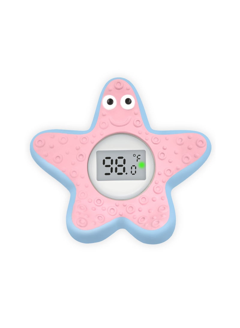 SOLARAE Digital Baby Bath Thermometer Safety, Starfish Water Thermometer Baby Bath, IP67 Waterproof Shower Temperature Display Gift for Girls, Boys, Kids, Newborn, Toddler, Grandson, Pink Sea Star Shape - Image 1