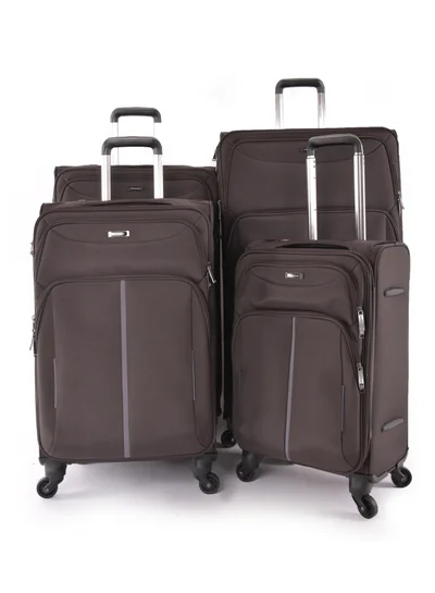MAGELLAN Magellan Luxury Fabric Luggage Set, Lightweight Stamped, Multi Size 4 Pcs, Brown