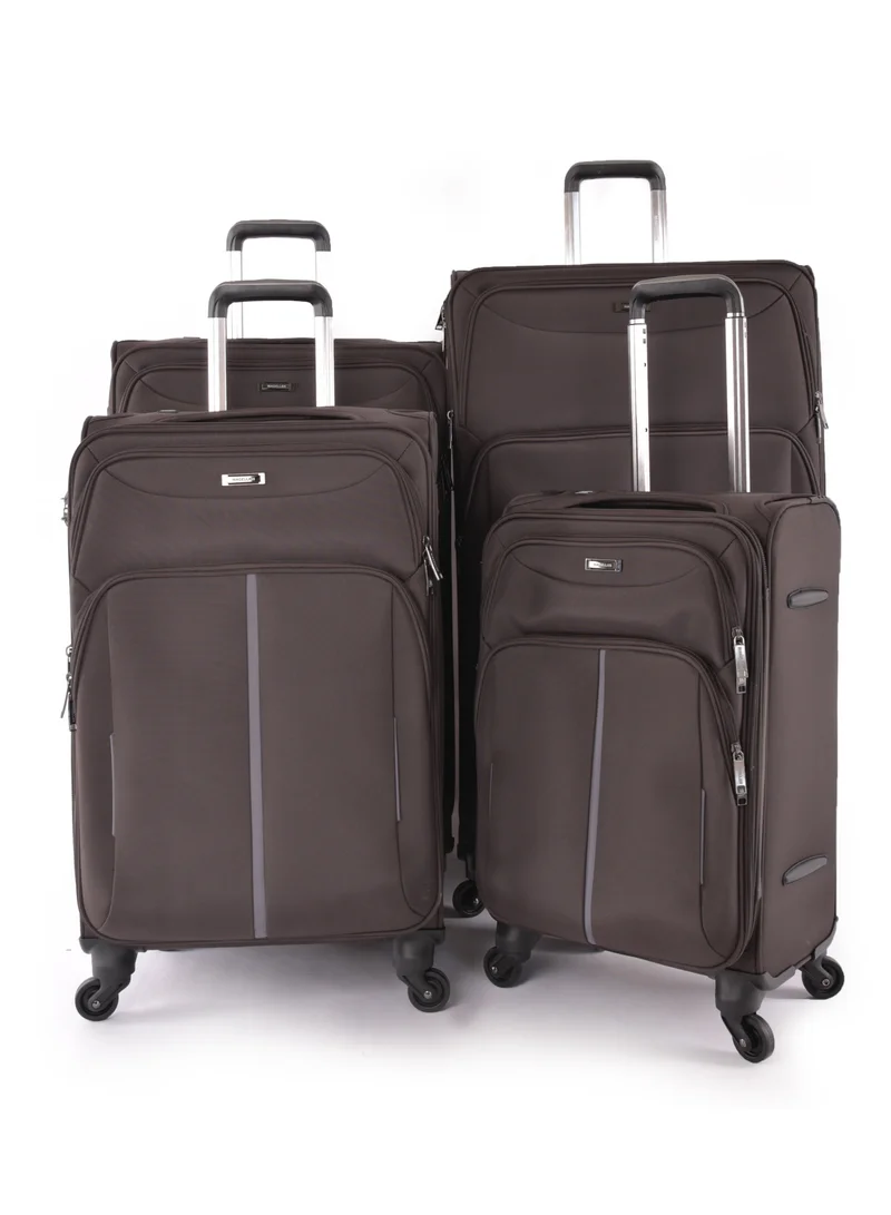 MAGELLAN Magellan Luxury Fabric Luggage Set, Lightweight Stamped, Multi Size 4 Pcs, Brown