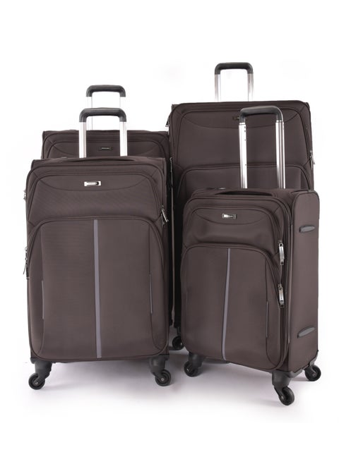 Magellan Luxury Fabric Luggage Set, Lightweight Stamped, Multi Size 4 Pcs, Brown
