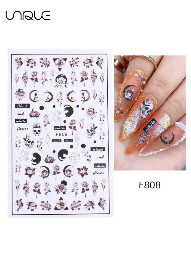 يونيك 5 أوراق ملصقات فن الأظافر - ملصقات الأظافر ذاتية اللصق - زخرفة طلاء الأظافر - زخرفة زهرة الفراشة زخرفة الأظافر DIY فن الأظافر للبنات - Image 3