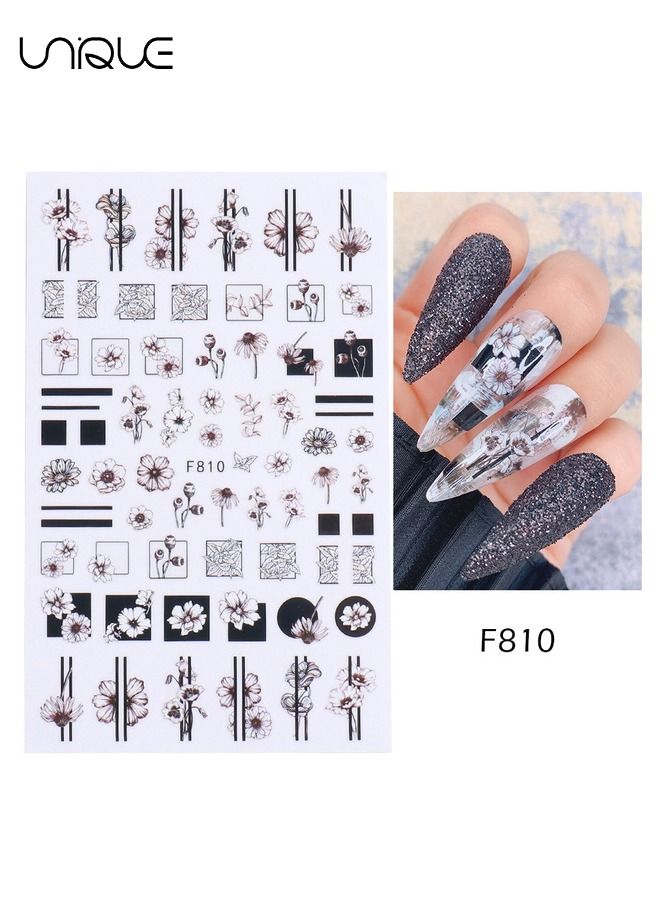 يونيك 5 أوراق ملصقات فن الأظافر - ملصقات الأظافر ذاتية اللصق - زخرفة طلاء الأظافر - زخرفة زهرة الفراشة زخرفة الأظافر DIY فن الأظافر للبنات - Image 5