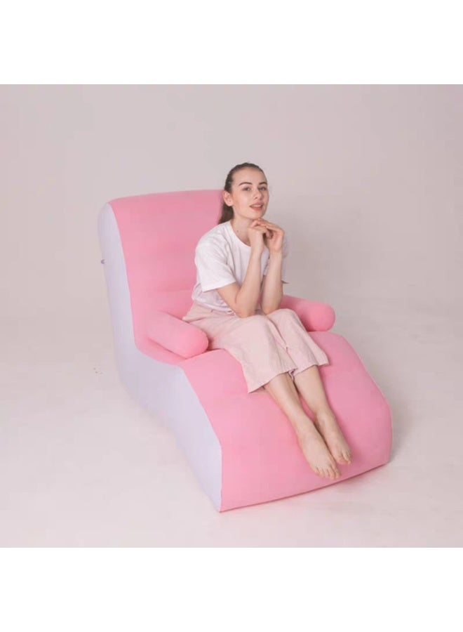 Living Comfortable Pink Inflatable Lounge Chair | Ergonomic Inflatable Sofa for Relaxation | Modern Leisure Seating for Bedroom and Living Room - Image 2