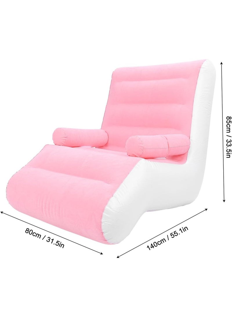 Living Comfortable Pink Inflatable Lounge Chair | Ergonomic Inflatable Sofa for Relaxation | Modern Leisure Seating for Bedroom and Living Room - Image 3