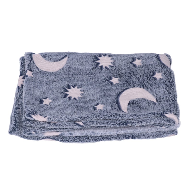 1.52x1M Luminous Blanket Double Sided Polyester Glowing Blanket Bedroom Air Conditioning Blanket for KidsDusty Blue - Image 4