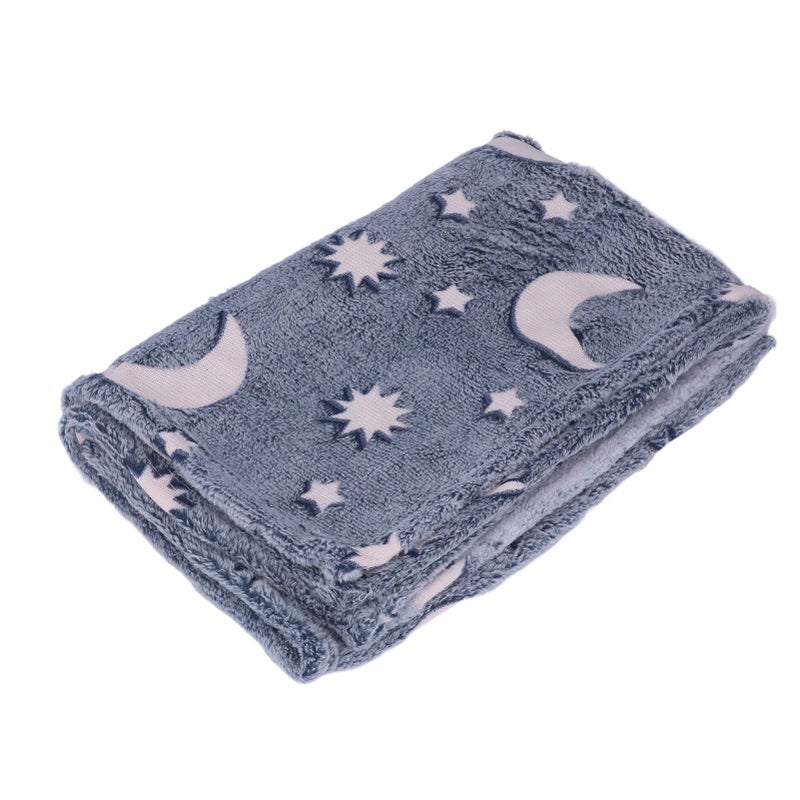 1.52x1M Luminous Blanket Double Sided Polyester Glowing Blanket Bedroom Air Conditioning Blanket for KidsDusty Blue - Image 2