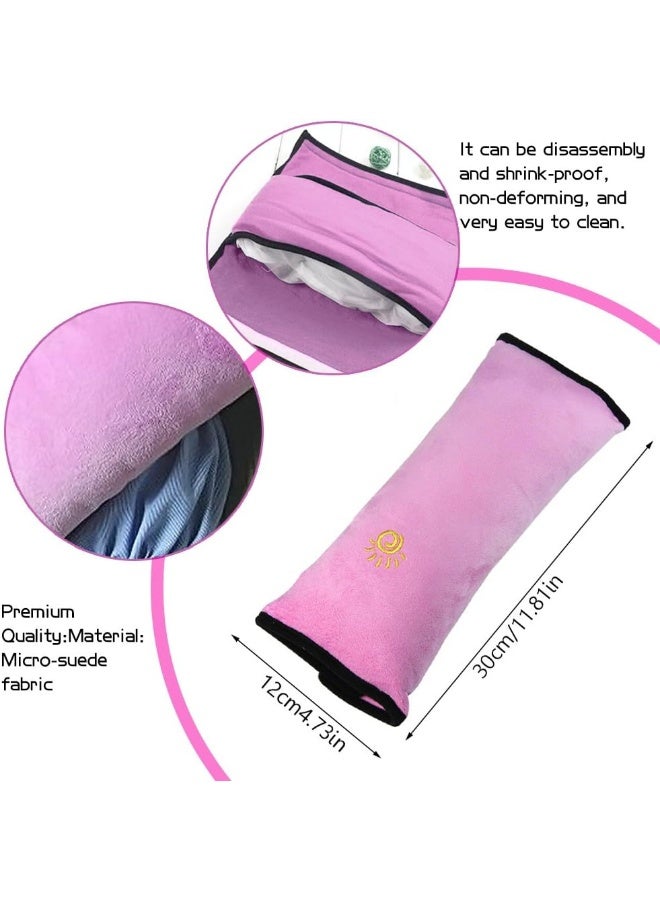 COFFLED 2PC Seat Belt Pillow for Kids, Car Seat Pillow Neck Rest for Kids, Kids Travel Pillow for Car Seat, Kids Seatbelt Pillow, Toddler Infant Safety Support Shoulder Flat Pad, Seat Belt Strap Covers in Car - Image 2