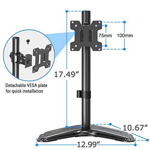 MOUNTUP Single Monitor Stands, Freestanding VESA Monitor Desk Mount fits 13'' to 32'' Computer Screen with Height Adjustable, Swivel, Tilt, Rotation, Holds up to 17.6 lbs, VESA 75x75/100x100 MU0023 - Image 4