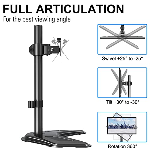 MOUNTUP Single Monitor Stands, Freestanding VESA Monitor Desk Mount fits 13'' to 32'' Computer Screen with Height Adjustable, Swivel, Tilt, Rotation, Holds up to 17.6 lbs, VESA 75x75/100x100 MU0023 - Image 3