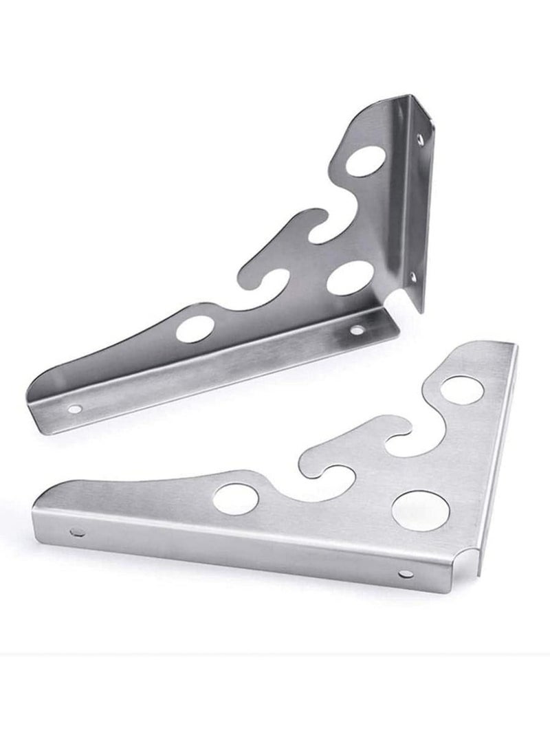 Rubik 8inch Triangle Brackets, 2pcs Wall Mounted Stainless Steel Right Angle Fixed Shelf Brackets (Silver)  - Image 1