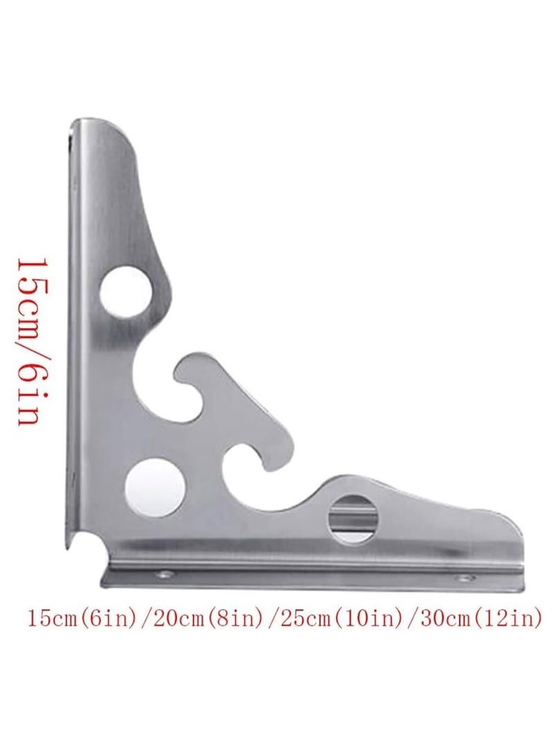 Rubik 8inch Triangle Brackets, 2pcs Wall Mounted Stainless Steel Right Angle Fixed Shelf Brackets (Silver)  - Image 2