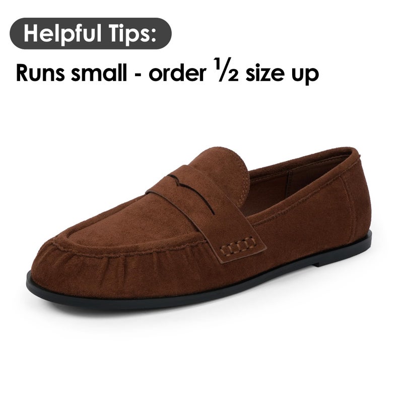 QIY Brown Flats for Women Dressy Womens Flats Brown Loafers Penny Loafers 2026 Moccasins Slip on Shoes Women Comfortable Business Casual Shoes Size 9.5 - Image 4