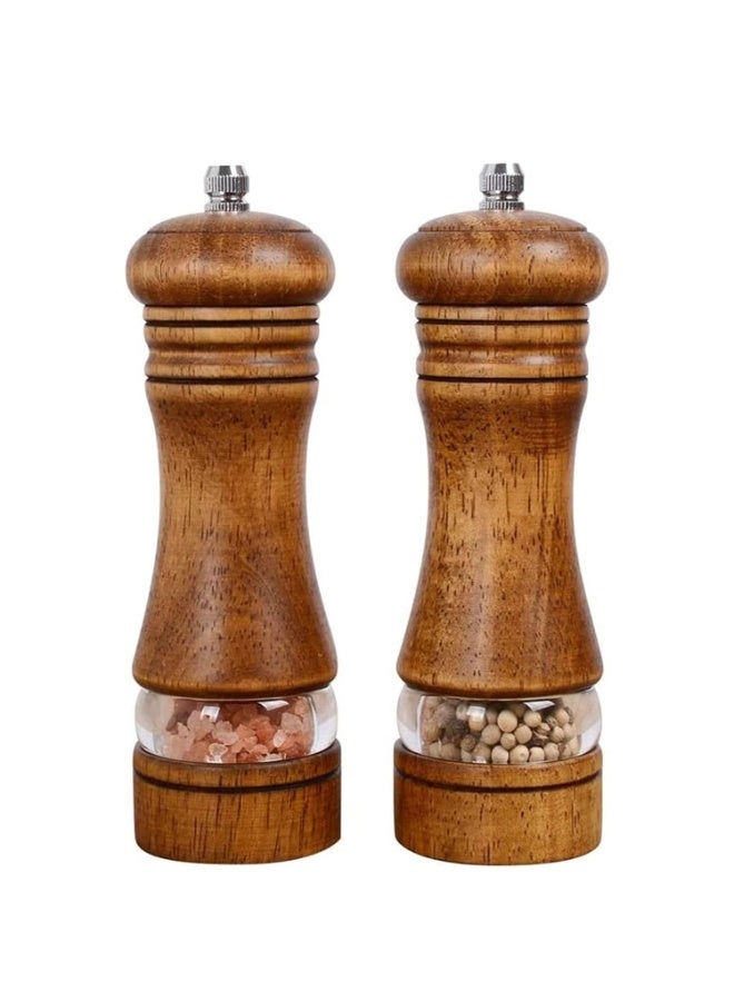 كيلا مطحنة فلفل X Spring، مجموعتان من مطاحن الملح والفلفل الخشبية، مطحنة ملح يدوية كلاسيكية، دوار طحن سيراميك قابل للتعديل، مجموعات مطاحن فلفل قابلة لإعادة التعبئة مع نافذة مرئية من الأكريليك - Image 1